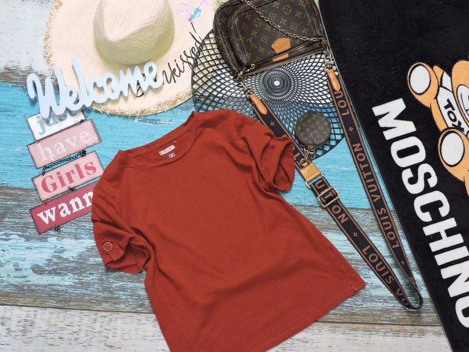 Colloseum bluzka t shirt basic rękawek guzik M