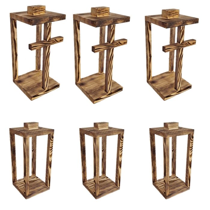 Lampiony drewniane   6 szt różne