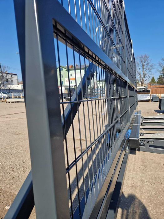 Brama przesuwna panelowa 4m 150cm lub 170cm grafit, słupki 80x80x2mm