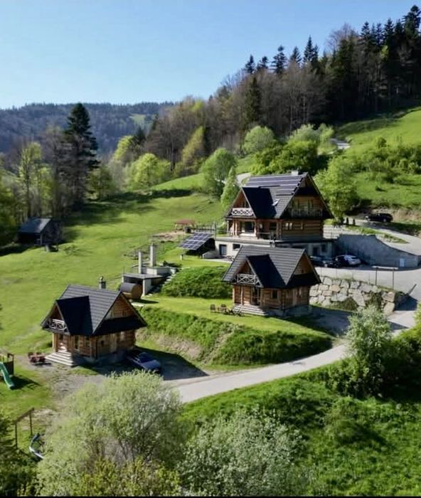 Domek z kominkiem w górach widok na Tatry ferie jacuzzi balia wczasy cisza, Gorce, owce