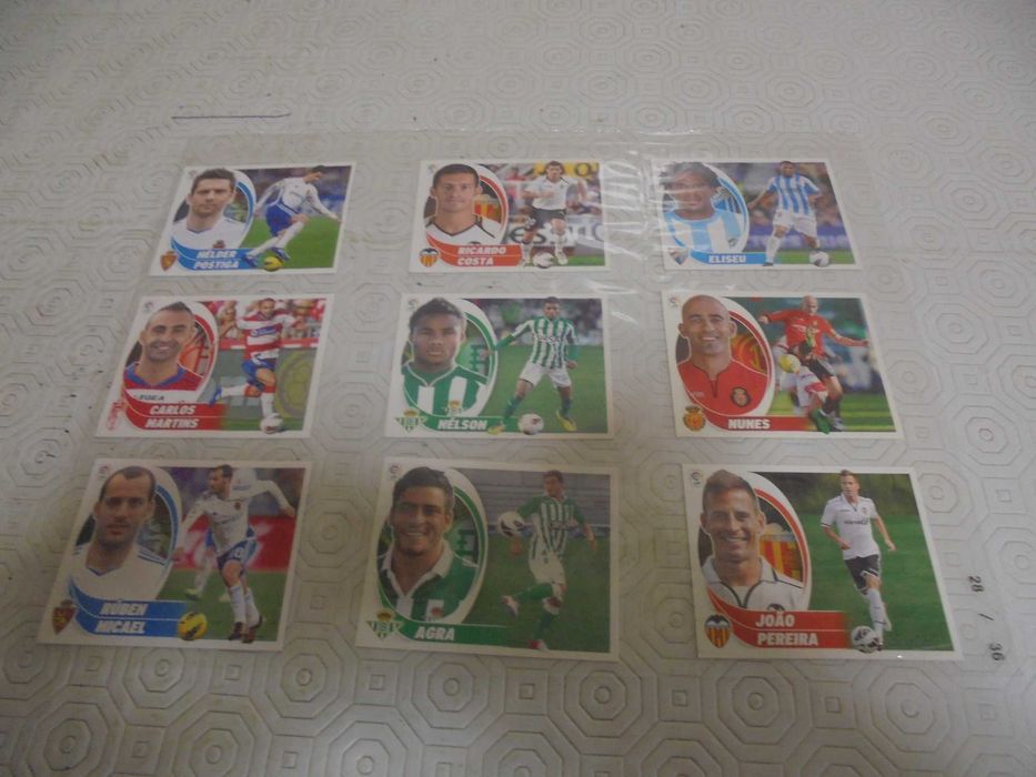 Lote de 63 cromos de jogadores portugueses da La Liga de 2005 a 2012