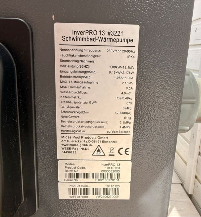 Pompa ciepla do basenu InverPro 13 kW WiFi