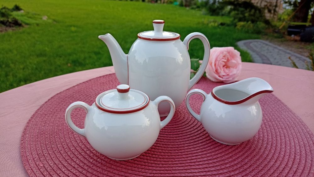 Stara Porcelana ARZBERG Germany Zestaw do kawy Dzbanek Cukernica Mlecz