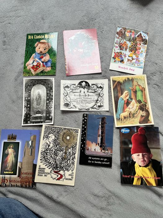 10 kartek o tematyce religijno- świateczno-reklamowej