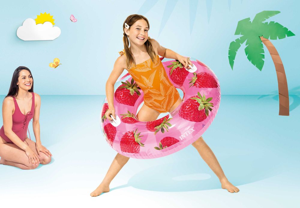 Duże Koło do Pływania Intex 107 cm Rączki Basenowe