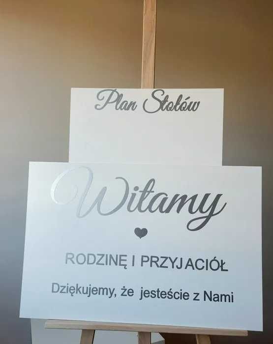 Zestaw tablic ślubnych plan stołów tablica powitalna witamy rodzinę