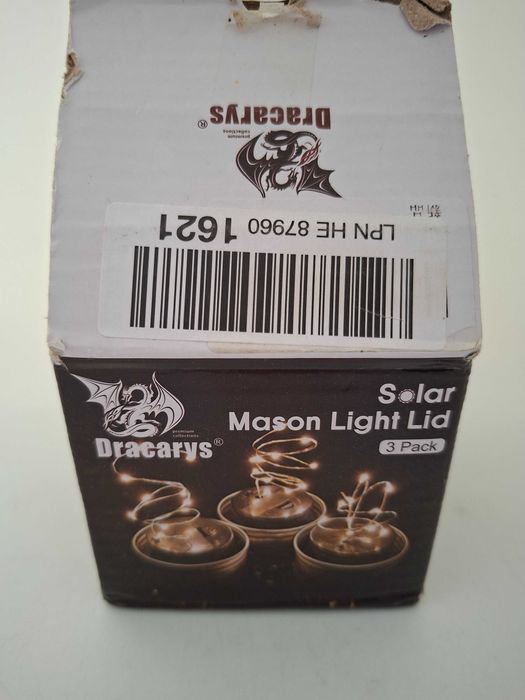 Solarne pokrywki nakrętki słoika LED Dracarys Mason Light Lid 3 szt