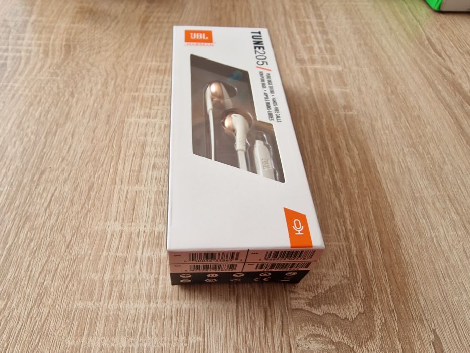 Słuchawki Przewodowe JBL Tune 205 Biało-Złote Jack 3,5 mm