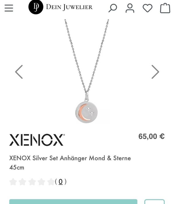 Срібна цепочка Xenox, місяць і зорі, цирконій