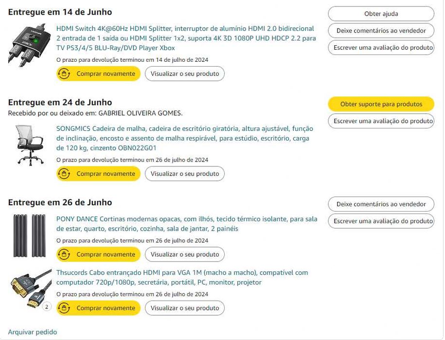 Desk em L + Cadeira + Ventilador + Cortina Blackout + 2 monitores 24"