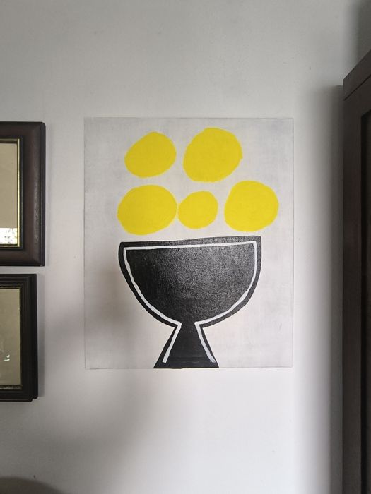 Quadro "Five of Coins" pintado a acrílico