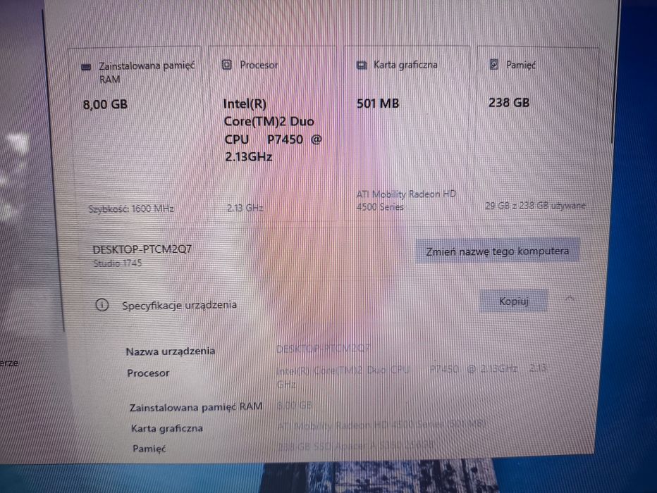 Laptop  Dell studio 1745 17 cali