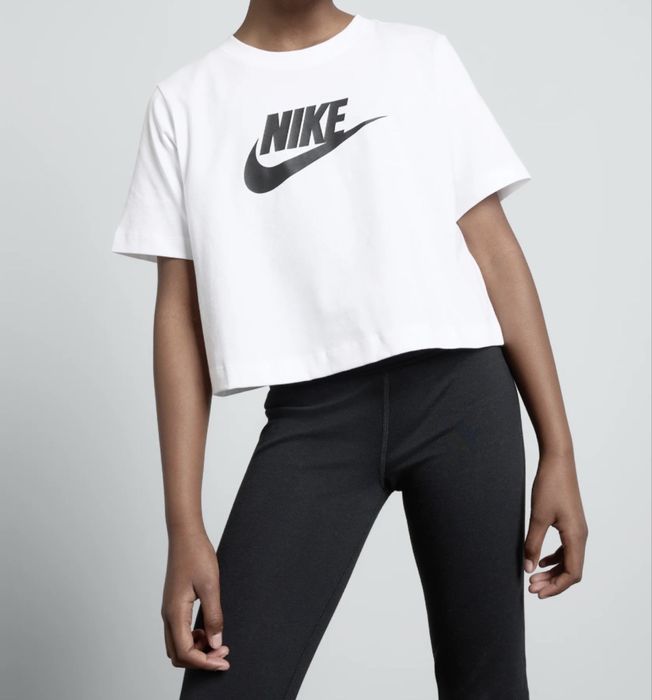Nike crop style T-shirt sporty girl biały 146–156 cm