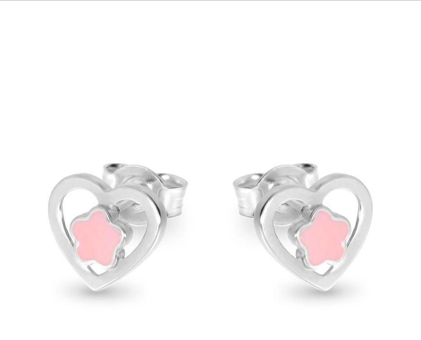 Briju srebrne kolczyki dziecięce serduszka gwiazdki 925 srebrne