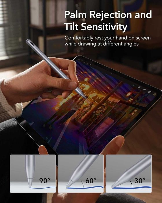 ESR magnetyczny rysik Pencil iPad Pro Air Palm Rejection USB-C szary