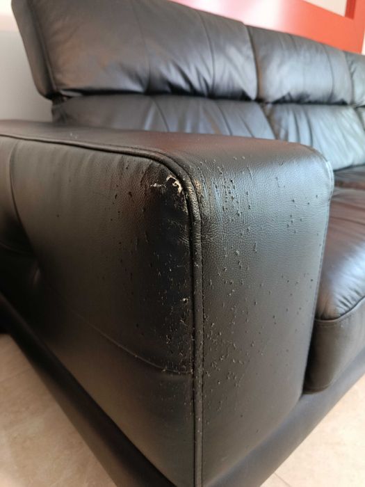 Sofá Chaise Long 3 lugares em pele