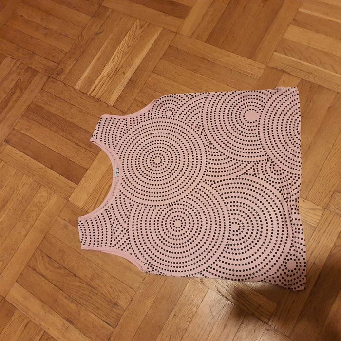 Bluzka na ramiączka różowa pudrowa w czarne kropki rozm. 42