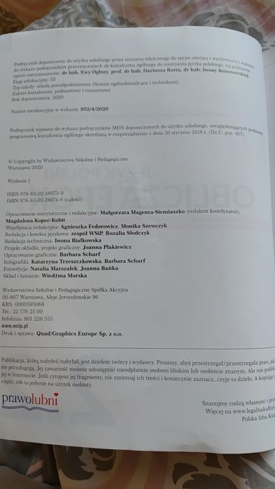 Podręcznik do języka polskiego technikum/liceum  Oblicza epok 2.2