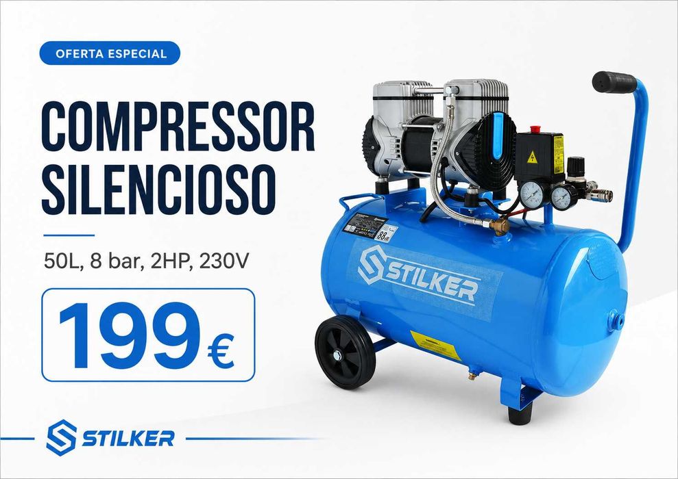 Compressor Silencioso STILKER 50L 2HP 8 Bar LL29