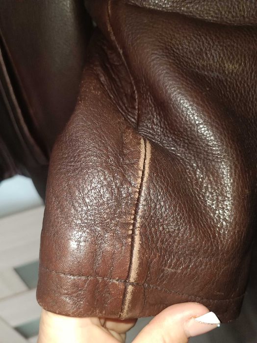 Натуральна шкіряна куртка Dolly 50-52XL. Демі 2-в-1 знімається хутро.