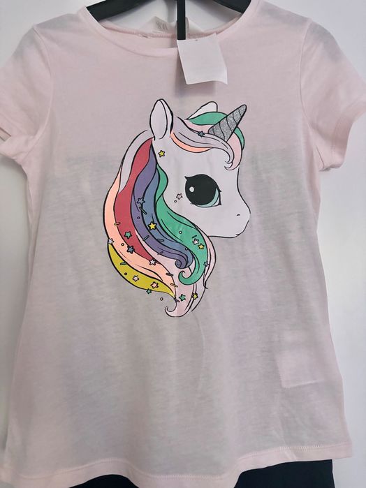 Jednorożec, Unicorn, Zestaw, komplet leginsy i koszulka HM BROKAT