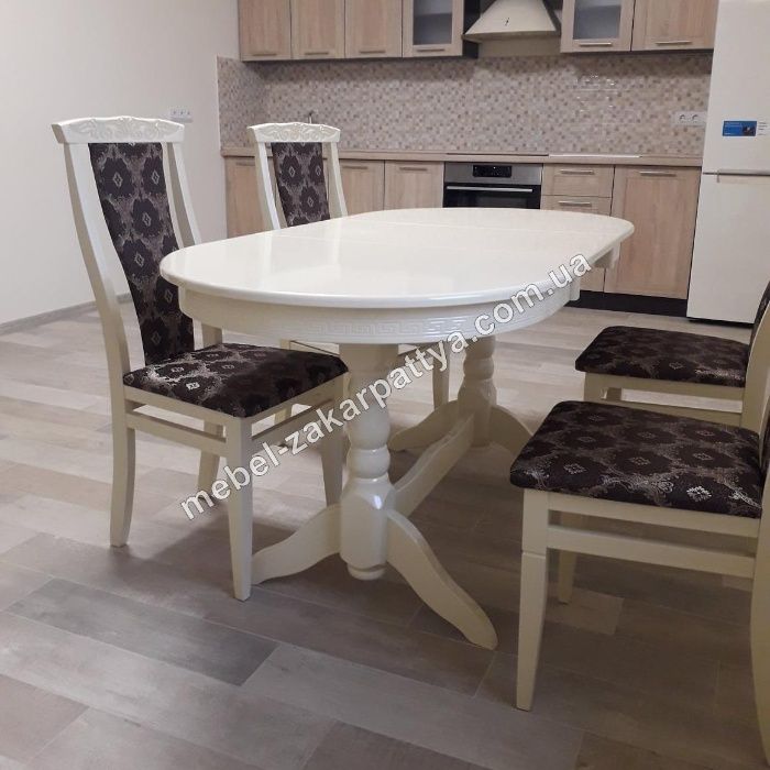 Обідній стіл стільці. Стіл розкладний овальний. Комплект стол стул
