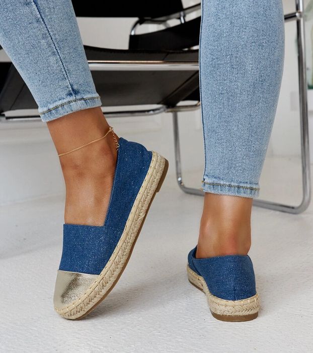 Niebiesko-złote błyszczące espadryle Surana