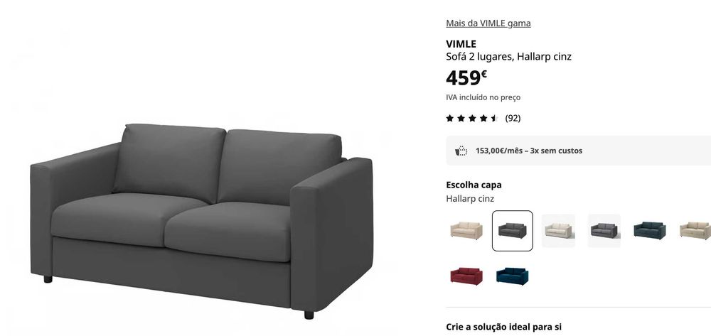 Sofá VIMLE 2 lugares IKEA