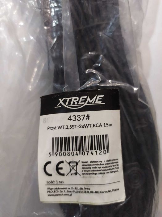 Kabel audio MiniJack 3.5 mm - 2x CINCH bardzo długi 15m