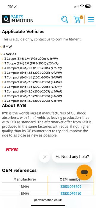 Molas Traseiras KYB para BMW Serie 3 E46