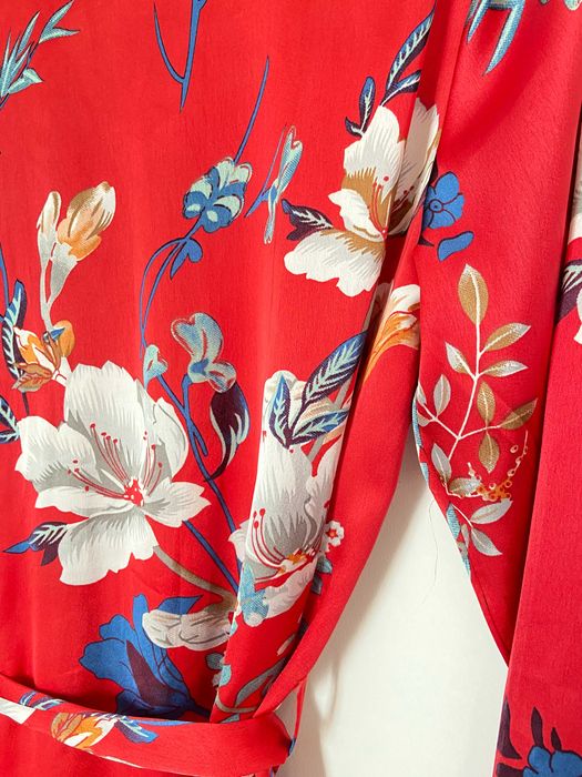 OBJECT sukienka japońska kimono szmizjerka czerwona w kwiaty rozm. 34