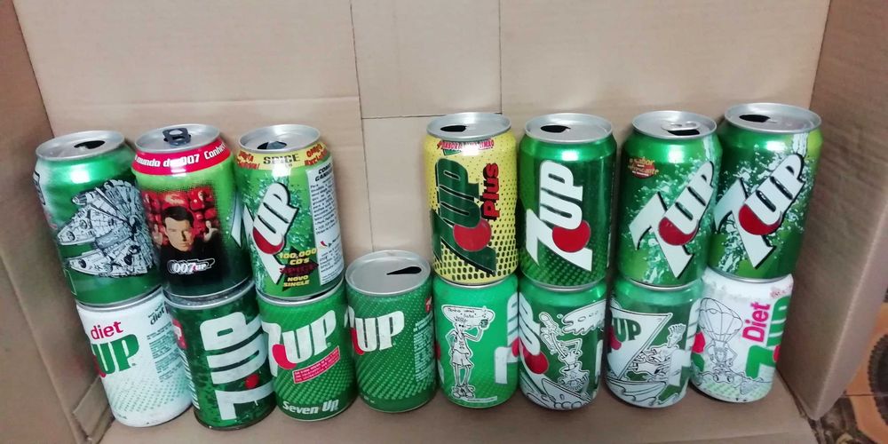 Coleção de Latas antigas 7 Up - Anos 80 e 90-Lote de 15 especiais