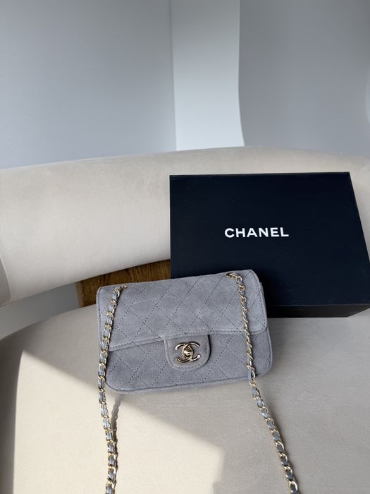 Сумка Chanel Mini Flap Bag замшева сіра