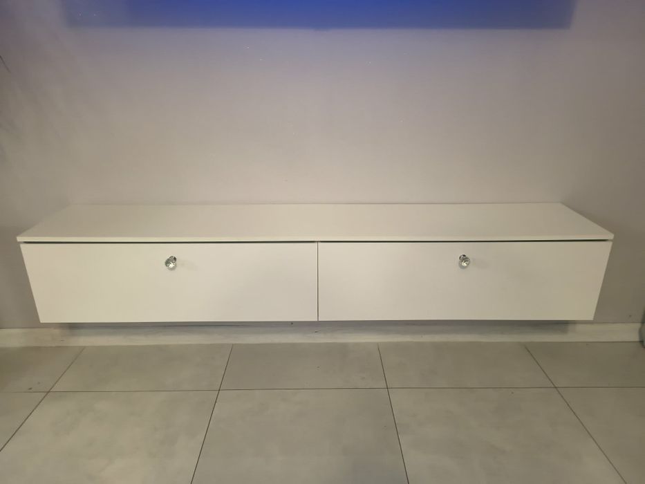 Szafka wisząca RTV biały połysk podświetlanie 180x30x33