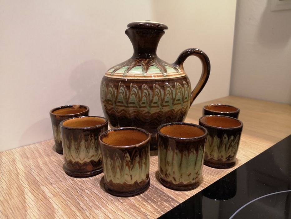 Karafka z sześcioma kieliszkami, art Deco