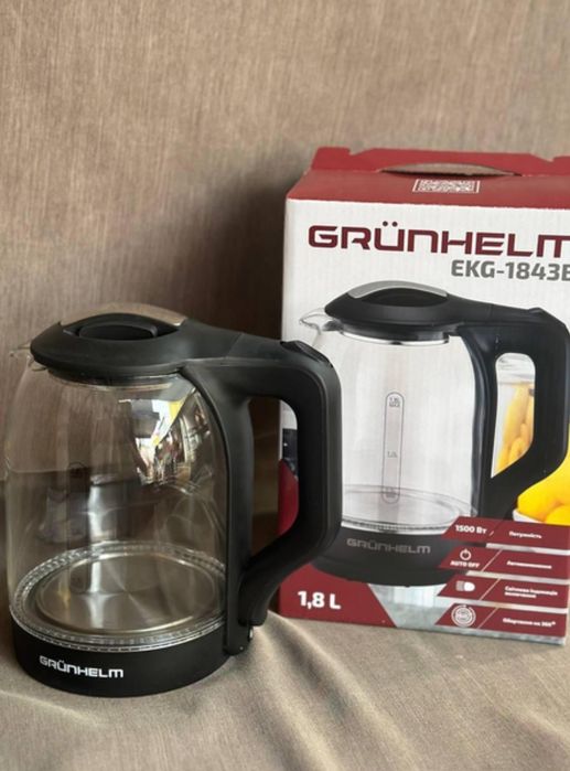 Чайник електричний скляний GRUNHELM + LED підсвітка EKG-1843B