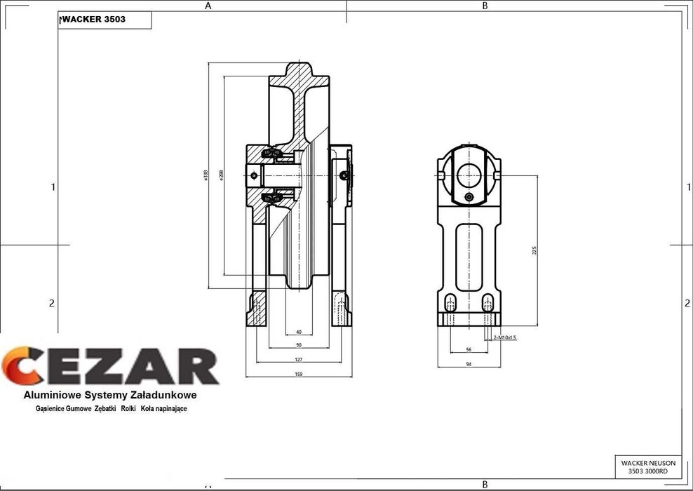 Koło Napinające Wacker/Neuson 2503 3503 300RD, 28Z3, 38Z3, ET24, 3703 Volvo EC25