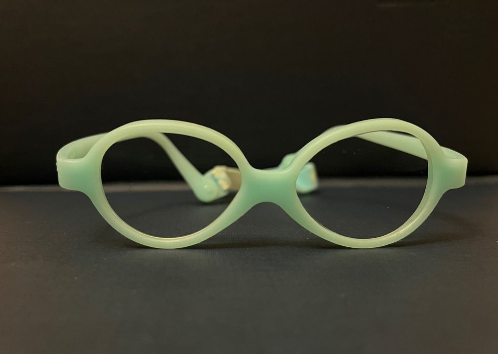 NOWE Okularki na gumce miraflex baby one błękitne niebieskie szkła +1