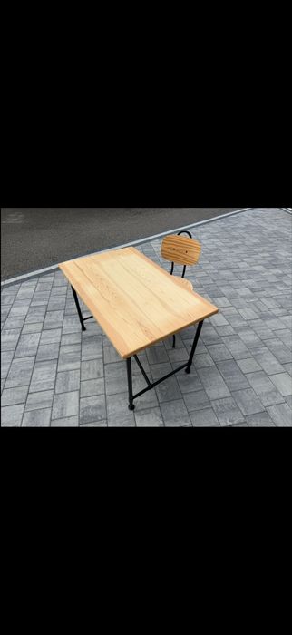 Biurko kullaberg ikea loft sosnowe metalowe 110x70