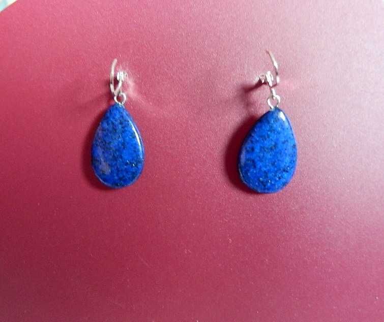 Niebieski lapis lazuli i srebro, kolczyki wiszące łezki