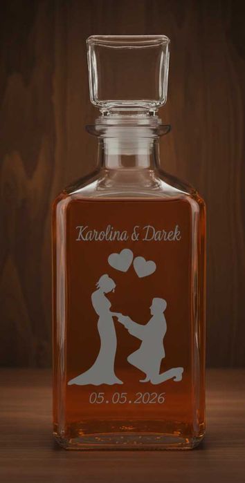 Klasyczna Płaska Karafka Butelka TWÓJ GRAWER – Elegancja i Prostota