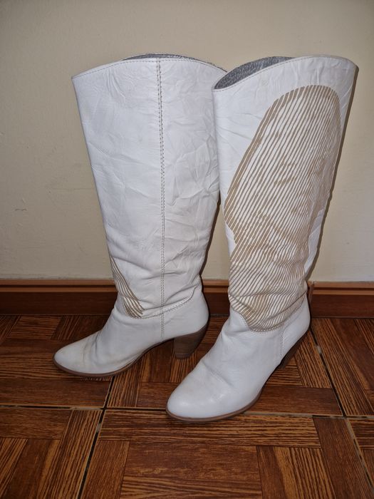 Botas couro branco