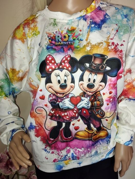 Bluza kolorowa Disney myszka Minnie Miki oversize z długim rękawem