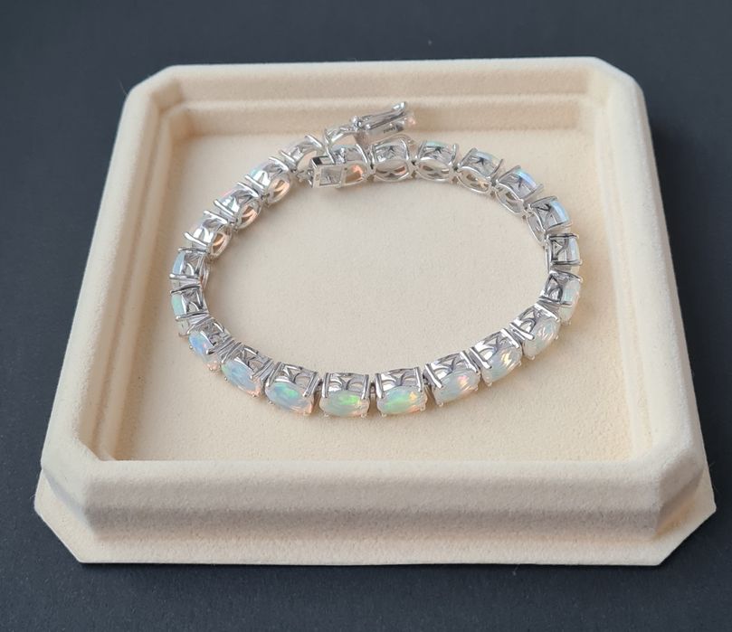 Srebrna bransoletka z opalami etiopskimi
