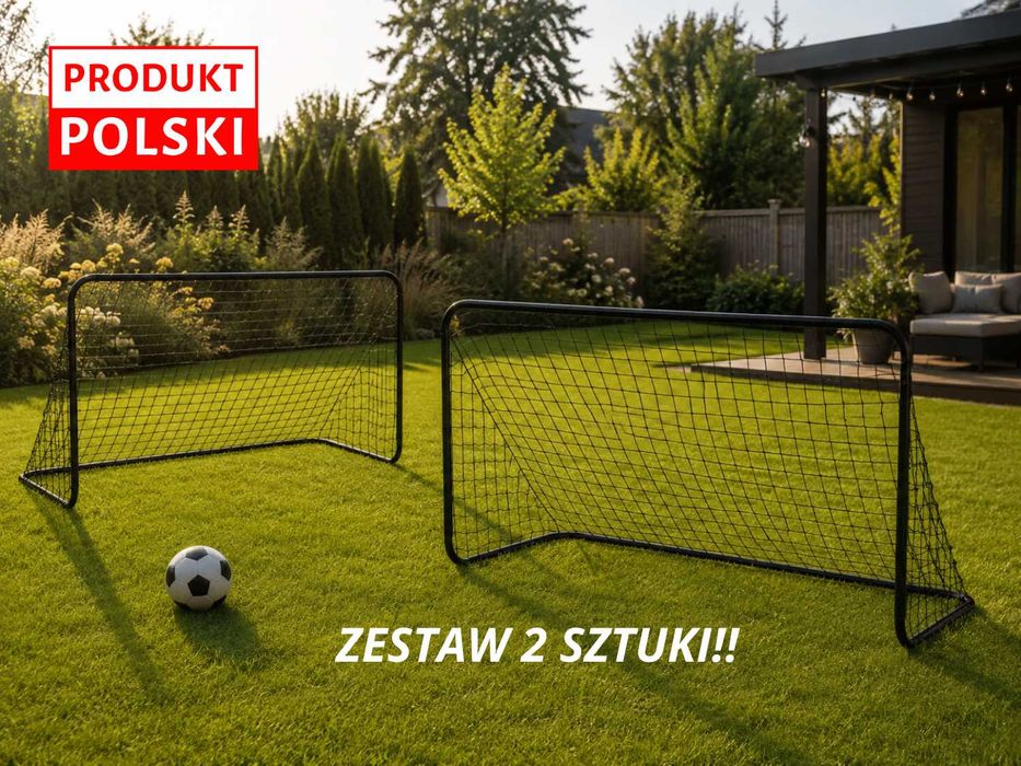 ZESTAW 2 SZTUKI Bramki Piłkarskie dla dzieci treningowa piłkarska do gry w piłke piłka nożna 183x122 przenośna metalowa stalowa z siatka + KOTWY!