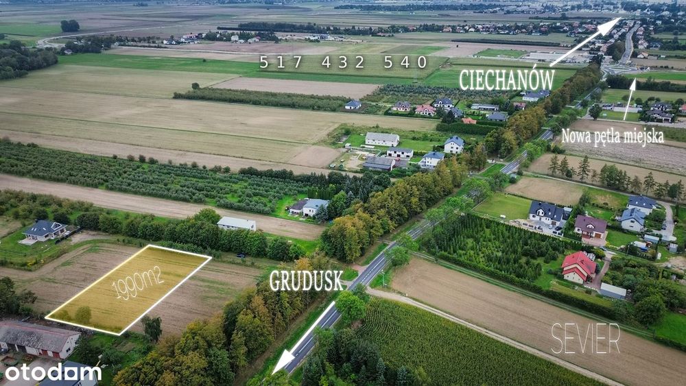 Działka budowlana 1990 m² z WZ – Przążewo, gm. Ciechanów
