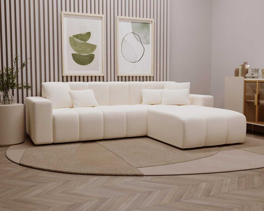 Narożnik nierozkładany do salonu w kształcie L Miral wygodny, miękki