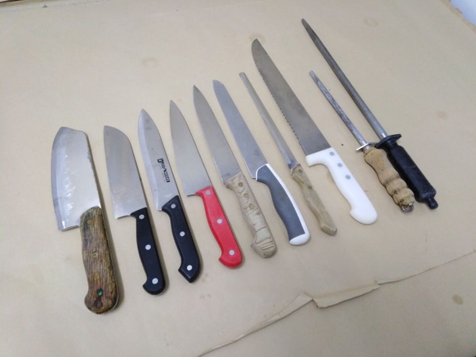 Facas e Ferros de amolar conjunto de 10 unidades