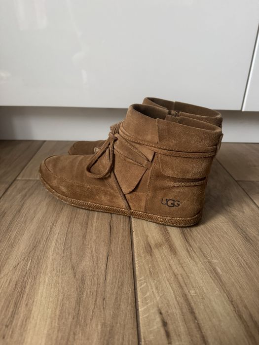 Skórzane ugg zamszowe kamelowe brąz