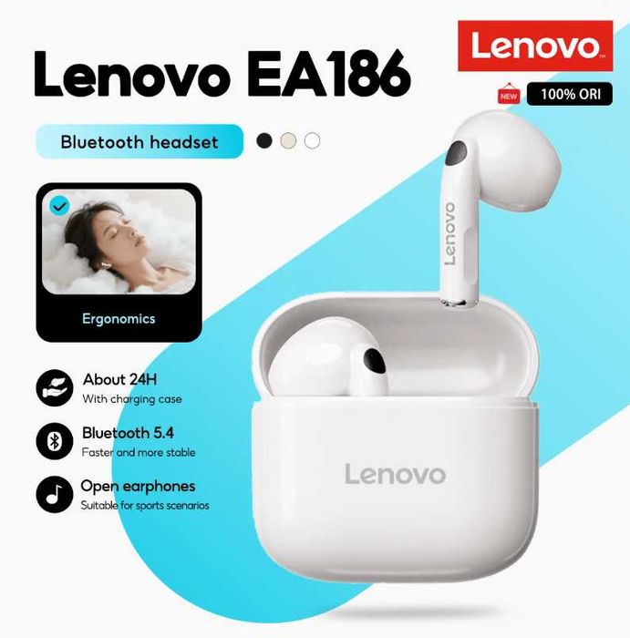 Нові бездротові навушники Lenovo EA186 (beige)